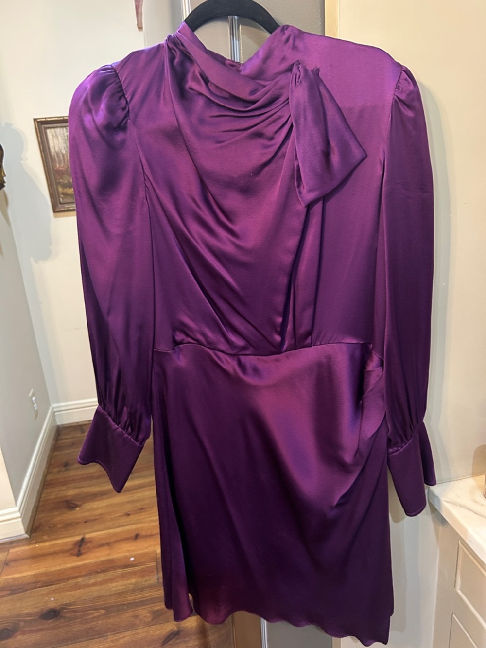 kate spade Deep Purple Satin Long-Sleeve Dress